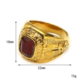 Men's retro gold eagle ring with red gemstone and high school engraving 18mm - 7 / Gold Red