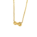 Detailansicht der 18k Gold-Unendlichkeitshalskette mit Zirkon und feiner Gliederkette - Gold Hellgelber Edelstein