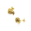 Boucles d'oreilles tête de mort vintage en acier doré avec détails gravés gothiques - Or (Pièce Unique)