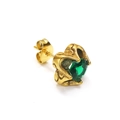 Elegante 18k vergulde titanium stalen hartvormige oorbellen met groene zirkoon - Goud Groene Zirkonia (Enkel)