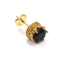 Detail eines goldenen Kronenohrsteckers mit facettiertem schwarzem Zirkon und Verschluss - Gold Schwarz Zirkonia (Einzeln)