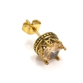 Nahaufnahme der Vintage-Kronen-Ohrstecker mit klarem Zirkonia in antikgoldener Optik - Gold Champagner Zirkonia (Einzelstück)