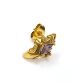 Gothic style gold stud earring with square purple zircon and textured metal base - Gold with Purple Zirconia