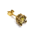 Vintage 18k gold plated crown stud earrings with sparkling yellow zircon stones - Gold Yellow Zirconia