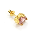 Vintage vergoldete Edelstahl-Ohrstecker mit ovalem rosa Zirkon in einer Vier-Klauen-Fassung - Gold Rosa Zirkonia (Einzeln)