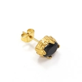 Detailaufnahme von Vintage-Ohrstecker in Gold mit facettiertem schwarzem Edelstein - Gold Schwarz Zirkonia (Einzeln)