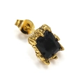 Detail von Gothic Drachenklaue Ohrstecker mit quadratischem schwarzem Zirkon in Gold - Gold Schwarzer Zirkonia