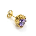 Gros plan sur un clou d'oreille en titane doré vintage avec cristal de zircon violet - Ton Or Zircon Violet (Seul)