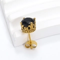 Detail eines Vintage-Gold-Kronenohrrings mit einem facettierten schwarzen Zirkonia-Stein und Verschluss - Gold Schwarz Zirkonia (Einzeln)