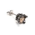 Macro detail of gothic style stainless steel stud earring with champagne zircon stone - Steel Champagne Zirconia