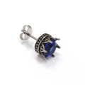 Vintage-Ohrstecker aus Titanstahl mit großem blauem Zirkon in einer Kronenfassung - Silberfarben Blauer Zirkonia (Einzelstück)