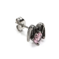Orecchino punk gotico ad ala con zircone rosa e finitura in argento scuro - Acciaio Inossidabile Colore Argento Zirconia Rosa