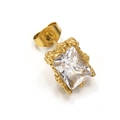 Retro Luxus Ohrstecker mit quadratischem Zirkonia und goldener Drachenklaue Fassung - Gold Weißer Zirkonia