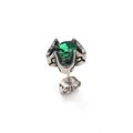 Vintage style titanium steel earring with emerald green faceted gemstone in retro black finish - Silver Tone Green Zirconia (Single)