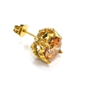 Clous d'oreilles en acier inoxydable doré 18 carats avec zircon de couleur ambre - Couleur Or Champagne