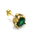 Boucles d'oreilles vintage en or avec un grand zircon facetté vert émeraude - Couleur Or Vert