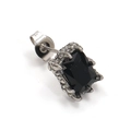 Gotischer Drachenkrallen-Ohrstecker mit quadratischem schwarzen Zirkon in Silberoptik - Stahlfarbe Schwarzer Zirkon