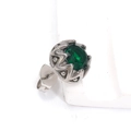 Retro Lotus Ohrstecker mit grünem Zirkon aus Titanstahl für Damen und Herren im Vintage Stil - Silber mit grünem Zirkon