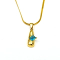 Elegante collar de cadena de serpiente dorada con colgante de circón azul cuadrado engastado - Diamante de Imitación Azul Aqua Dorado
