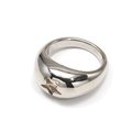Macro view of minimalist silver star ring with polished hollow-out pentagram detail - Steel Champagne Zirconia