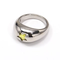 Detailed macro view of silver star ring featuring an inlaid yellow star-shaped gemstone - Steel Yellow Zirconia