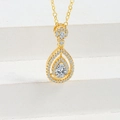 14K gold plated water drop necklace with pear cut crystal and micro pavé accents - Gold Color (Pendant Only/Without Chain)