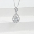 Pear shape drop pendant necklace with double halo cubic zirconia and S925 silver chain - Platinum Color (Pendant Only/Without Chain)