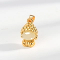 Chibi Buddha pendant in antique gold finish with white jade inlay for women - Pendant Only (Without Chain) / Gold