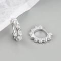 Créoles argentées en forme d'engrenage avec incrustation de zircons étincelants - Boucles d'Oreilles Zircone Engrenage-Couleur Platine