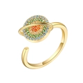 Bague planète ajustable en argent S925 avec zircons colorés et finition dorée - Ouvert réglable / Or 18 carats