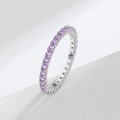 Luxurious S925 sterling silver eternity ring featuring a row of round purple amethysts - US 5 / Silver (Purple Zirconia)