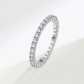 Luxurious S925 sterling silver eternity ring with sparkling row of round-cut stones - US 5 / Silver (White Zirconia)