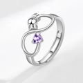 S925 sterling silver spinning infinity ring with purple pear-cut zircon for anxiety relief - Adjustable / June (Light Purple)