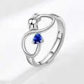 S925 sterling silver spinning ring with blue teardrop gemstone and infinity design - Adjustable / September (Dark Blue)