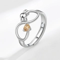 S925 sterling silver infinity spinning ring with champagne zircon and sliding bead - Adjustable / October (Champagne)