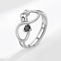 S925 sterling silver spinning anxiety ring for women with black heart zircon gemstone - Adjustable / December (Black)