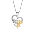 Silver heart necklace with gold double elephant pendant and I Love You Forever engraving - XZ339 Heart Two Elephants (Pendant Only)