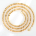 Catena a maglia spiga dorata per uomo con trama a corda lucida e chiusura a moschettone - Oro / 70cm