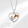 Collana a cuore in oro rosa con ciondolo ragazza e cavallo e cristalli scintillanti - XZ419 Cuore Ragazza & Cavallo Oro (Ciondolo Solo)