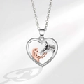 Collana MOM a cuore argento con ciondolo ragazza e cavallo in oro rosa e zirconi - XZ419 Cuore Ragazza & Cavallo Oro Rosa (Ciondolo Solo)