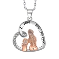 Silver heart MOM necklace with rose gold mother and daughter pendant and clear crystals - XZ233 Heart Mother Child (Pendant Only)
