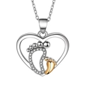 Collana a cuore con ciondolo impronte di madre e figlio e zirconi scintillanti - XZ349 Cuore Impronte Neonato (Ciondolo Solo)