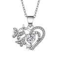 Collana cuore in argento S925 con pendente farfalla in zircone e incisione I love you - XZ423 Cuore Farfalla Pietra (Ciondolo Solo)