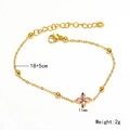 Pink lucky clover gold bracelet with delicate beads and lobster clasp for women - Gold Pink Zirconia