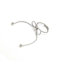 Silver bow ring with snake chain and beads, featuring a polished adjustable open band design - Steel Ring