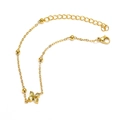 Gold plated titanium steel clover bracelet with yellow gemstones and round beads decoration - Gold Plated Lake Green Zirconia
