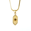 Detail van de 18K goudstalen zonnestraal hanger met een bruine tijgeroog edelsteen - Gouden Agaatsteen