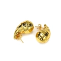 Detailed close-up of gold croissant-style earrings with polished spiral texture - Gold Small Croissant Style