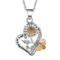 Collana a cuore bicolore con girasole ape incisione You Are My Sunshine e cristalli - XZ424 Cuore Girasole Ape (Ciondolo Solo)