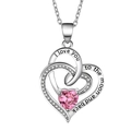 Collana con cuori intrecciati, cristallo rosa e incisione I love you regalo per la mamma - XZ420 Cuori Intrecciati Pietra Rosa (Ciondolo Solo)